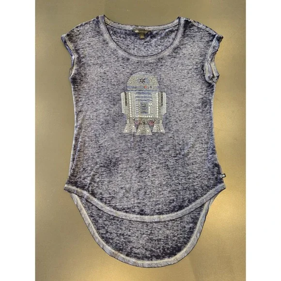 Tunic Shirt Size S Star Wars Rock & Republic Studded R2-D2 Short Sleeve High Lo - Picture 3 of 11